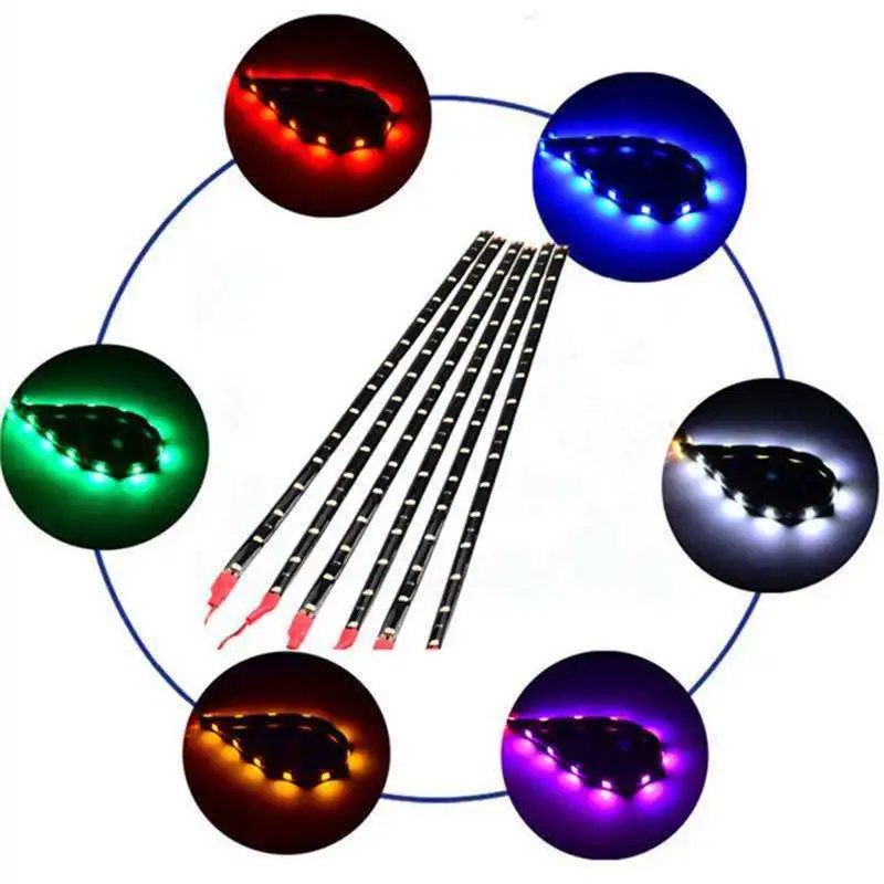 Car and Motorcycle Tail Lights LED Decoration Soft Waterproof Colorful DC 12V 30cm Flexible Car Light Bar Atmosphere Light