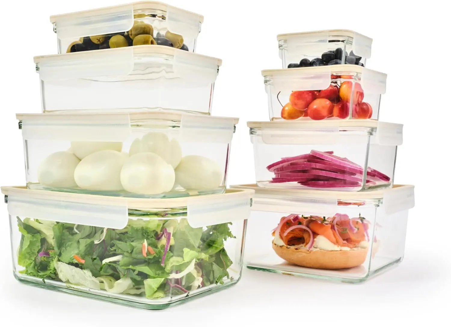 

16-Piece Glass Food Storage Set: Airtight, Leakproof, Microwave & Oven Safe, Stackable for Meal Prep and Pantry