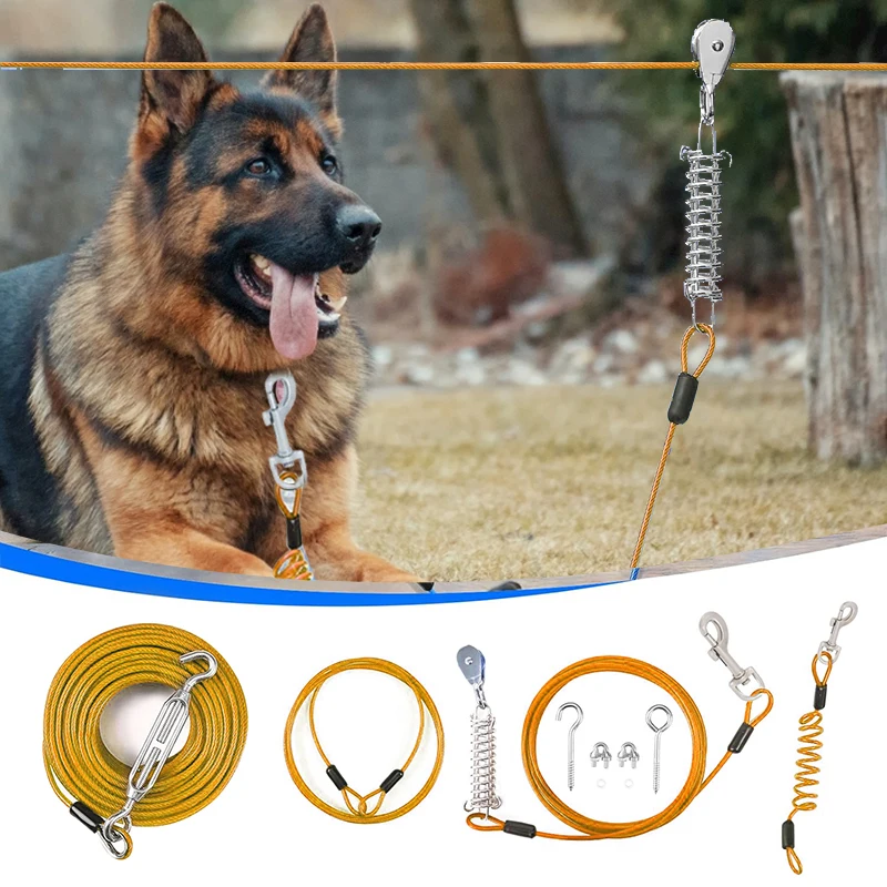 

Dog tie out cable multifunctional dog leash 50ft retractable dog leash Dog Walker Zipline for Yard and Outdoor Camping Gear