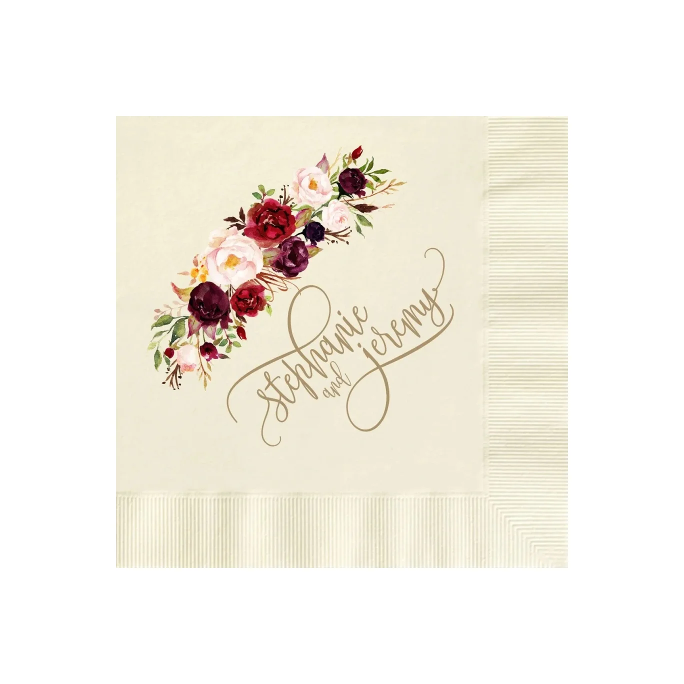 

50pcs Marsala Burgundy Blush Floral Wedding Napkins Luncheon Napkins Beverage Napkins Custom Personalized Napkins Floral Wed