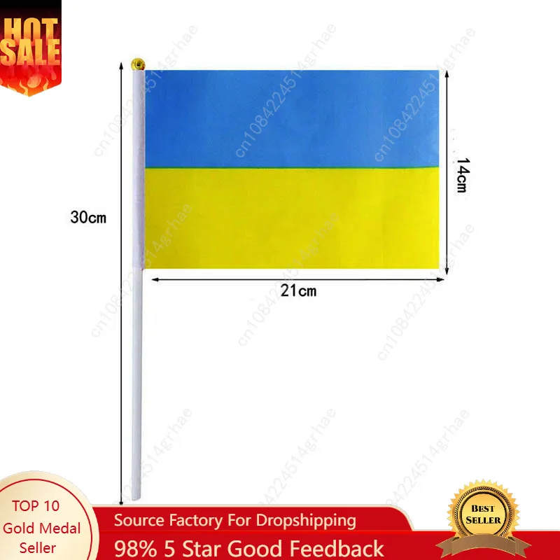 Ukrainian Hand Waving Flag Ukrainians Small Mini Hand Held Flags 10 Pcs 14x21cm  Sporting Event Support Handheld Flag