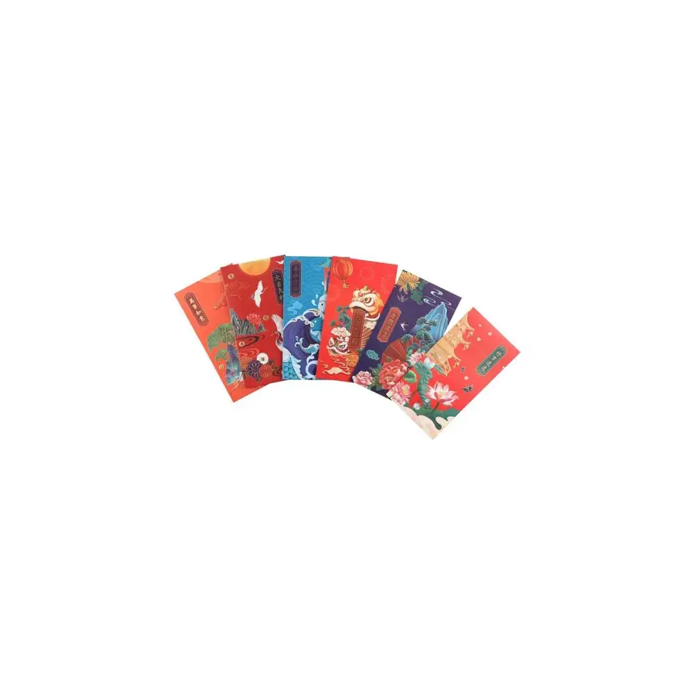 6Pcs Classic Blessing Spring Festival Decoration Crane Lucky Money Chinese New Year Red Pocket Red Envelope Bless Pocket