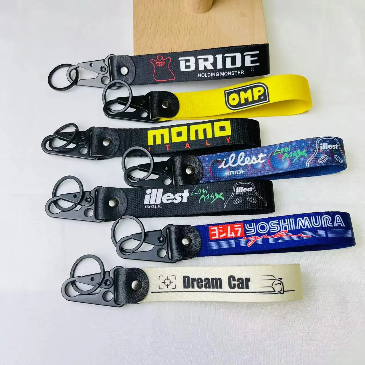 Car Keychain Nylon Keyring Color printing Cool Key Tag Lanyard Ornaments For BRIDE OMP MOMO Illest Yoshimura Auto Accessories