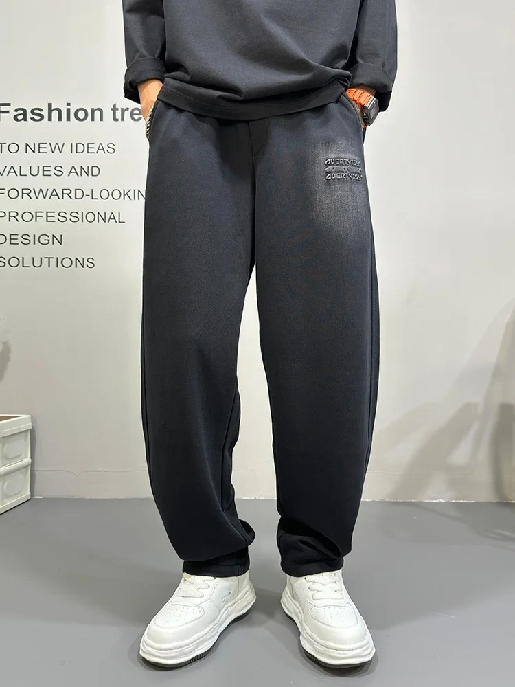 

Retro American Sle Men's Casual Pants Autumn Winter New Bend Knife Pants Loose Fit Sports Leisure Trousers with Cuffs