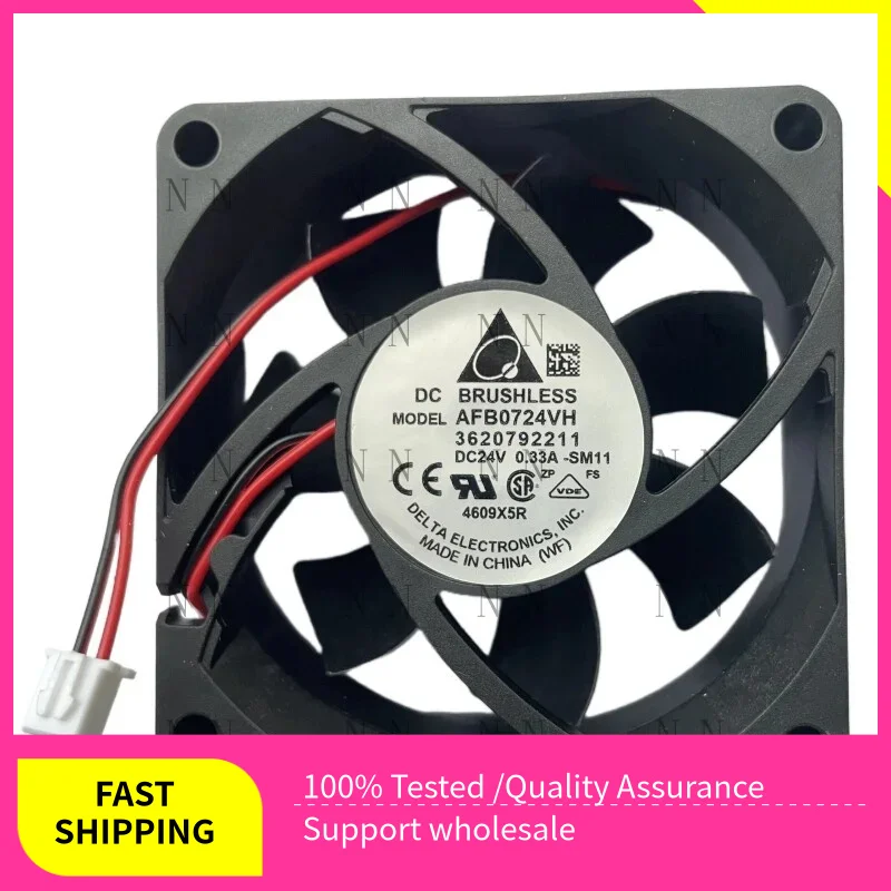 GGT   Cooler AFB0724VH 3620792211 7025 DC24V 0.33A 2-Line Square Cooling Fan for DELTA