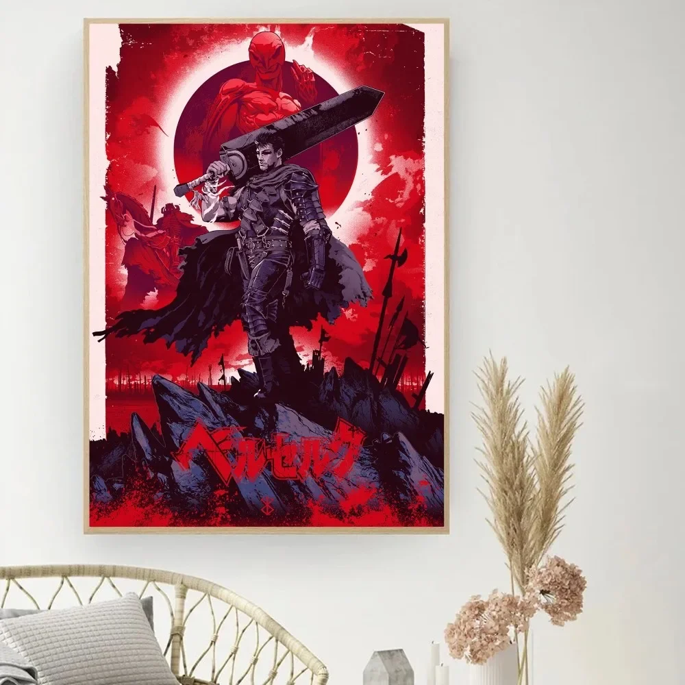 Berserk Japanese Anime Poster DIY Vintage Movie Poster Wall Art Painting Study Stickers Small Szie Wall Painting