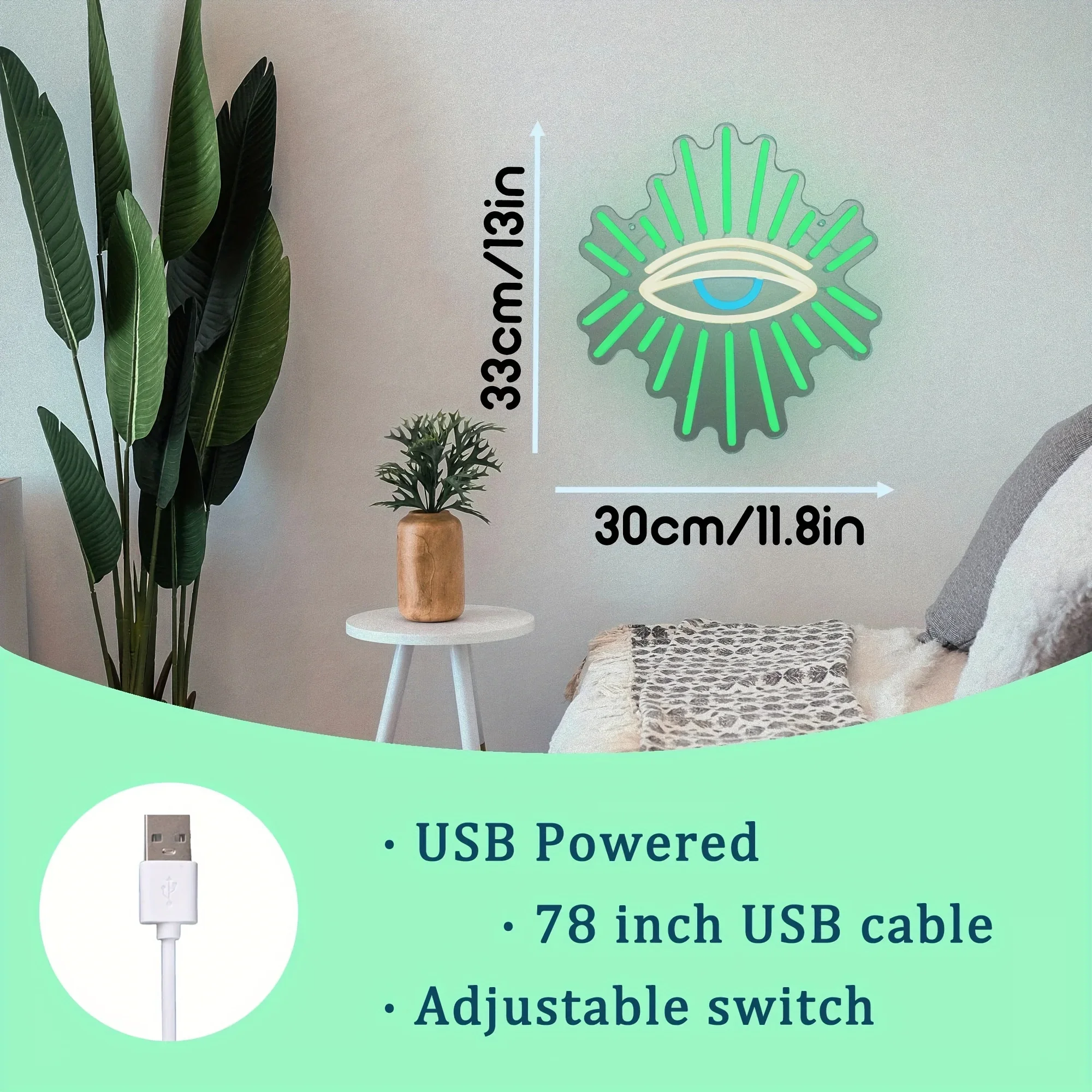 Evil Eyes Neon Sign LED Green Goth Eyes Neon Light Sign for Game Room Bedroom Man Cave Room Party Gift Home Decor Night Light