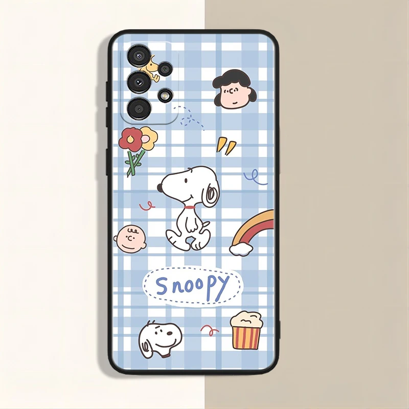 Anime Snoopy Cute For Samsung A73 A72 A54 A53 A52S A34 A33 A32 A25 A24 A23 A22 A15 A14 A13 A05 Black Phone Case