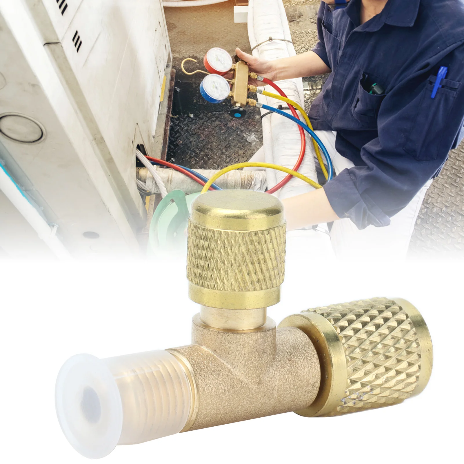 Air Conditioning Line Repair Tools 1/4SAE Exhaust Valve Air Conditioning Refrigeration Charging Adapter Valve for R22 R12 R134