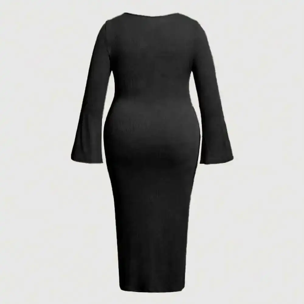 

Women's Large 2025 Size Autumn and Winter New Slim Fit, Hip Hugging Temperament, Commuting Sexy Hollow Out Dress Casual Y2k