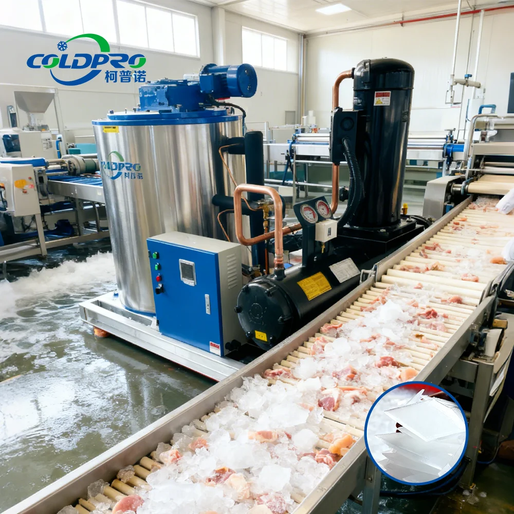 Medium Industrial Flake Ice Machine With PLC Control-COLDPRO Compressor High Productivity Energy-Saving Motor-Driven Hot Sale