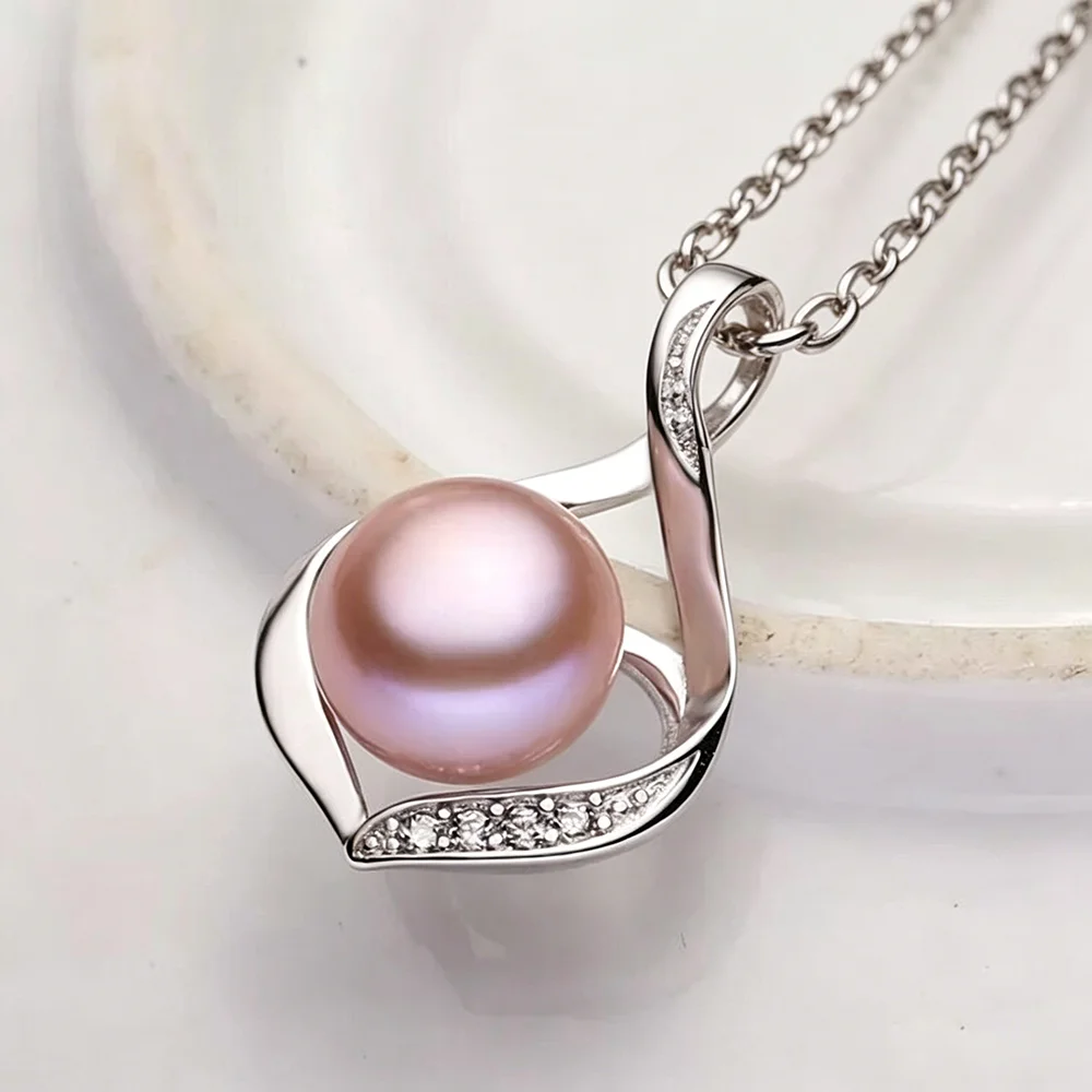 Real Natural Freshwater Pearl Pendant Woman,925 Silver Pearl Pendant On The Neck Wife Mother Birthday Gift White Black