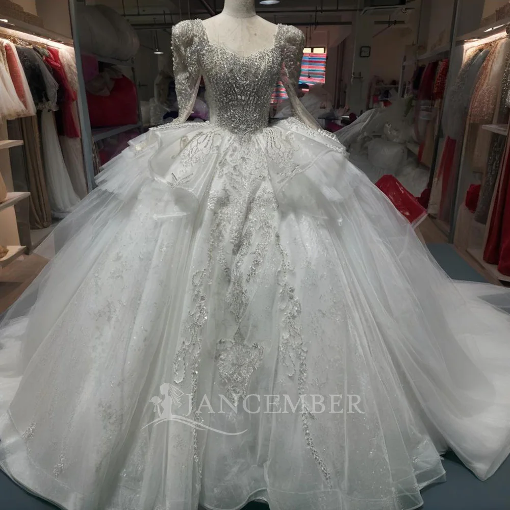 Customized New Sweet Scoop Neck Affordable Beach Wedding Dress Lace Up Back Bead Bridal Ball Gown Vestido De Noiva Real Photo