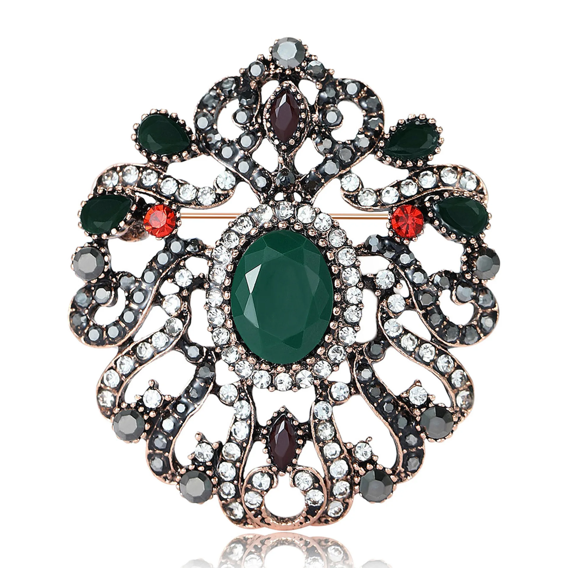 

Vintage Rhinestone Luxurious Flower Brooch, Suitable For Both Men And Women, Casual Party Gifts, Banquet Jewelry And Accessories