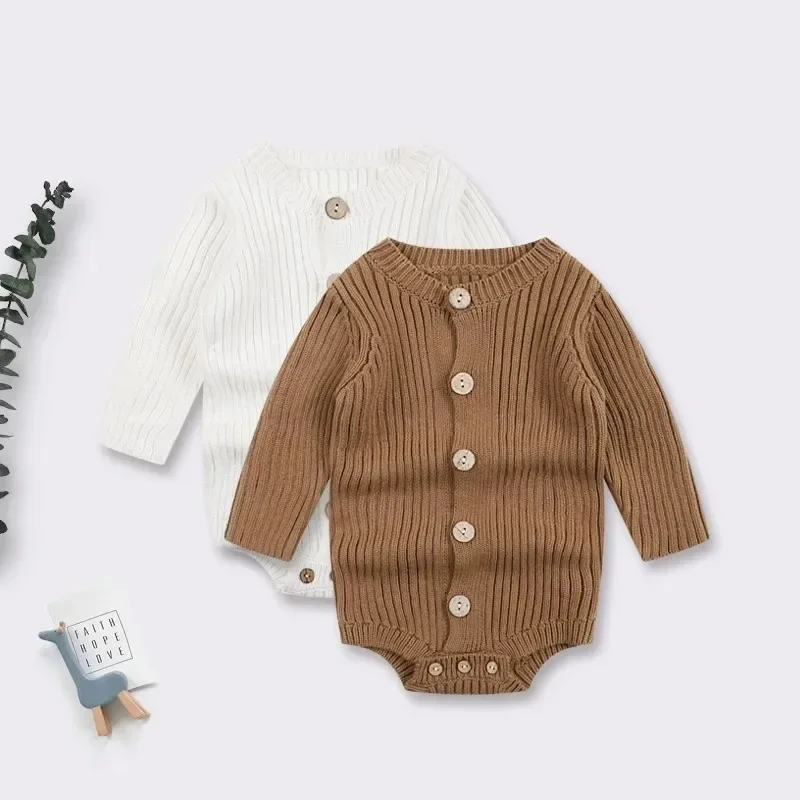 Autumn New Baby Knit Sweater Jumpsuit Triangle Haori Children's Wear Cotton Footies Spring Autumn Season Baby Climbing Clothes