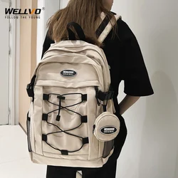 Mochila Casual Multi-Bolso para Mulher, Impermeável, Grande Capacidade, Mochila Escolar, Estudantes Universitários, Mochila, Viagem, Esportiva, XA383C