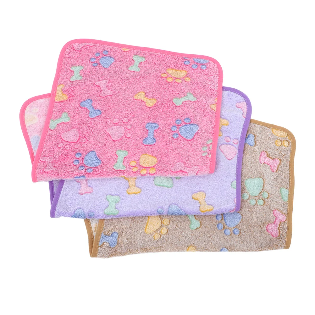 ผ้าห่มขนแกะสำหรับสัตว์เลี้ยง 3 ชิ้น สำหรับสุนัขและแมวตัวเล็ก ผ้าห่มนุ่ม อุ่น ซักเครื่องได้ เหมาะสำหรับเตียงหรือกรง ให้ความสบายอย่างน่ารัก