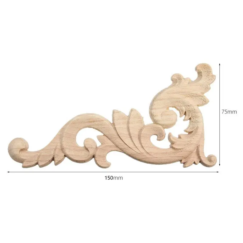 Caliente-4 piezas ornamento adornos de madera hechos a mano para muebles de armario esquina 15X7,5 Cm