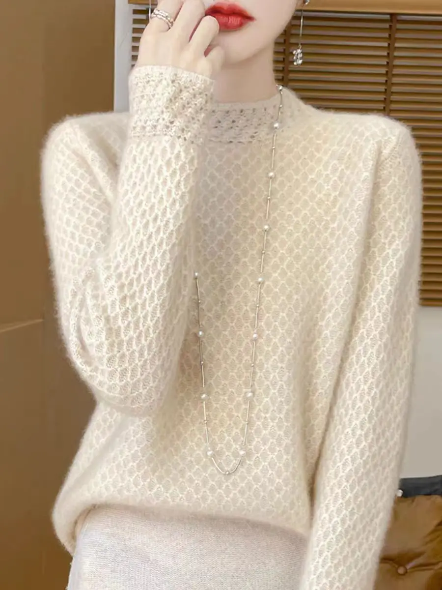 

Erdos Women's Camere Sweater f High Collar Thiened Knitted Pure Color Versatile Base Layer Autumn Winter New Arrival
