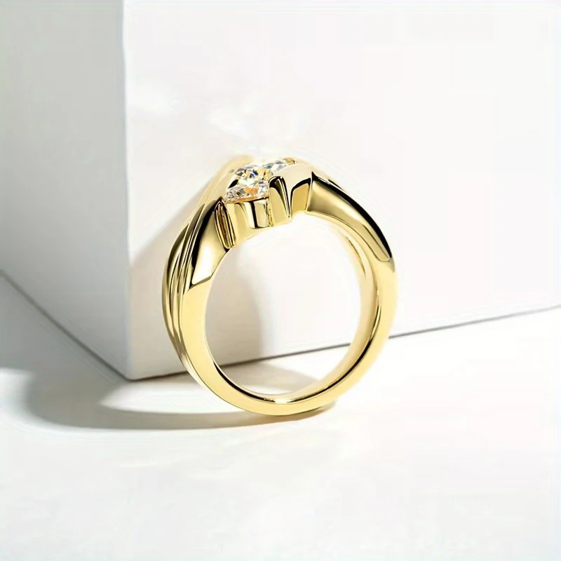 خاتم ألماس مويسانيتي 2 قيراط من الفضة الإسترليني عيار 925 بسيط وخفيف الوزن وفاخر وشخصية إبداعية للرجال والنساء ملابس يومية #3