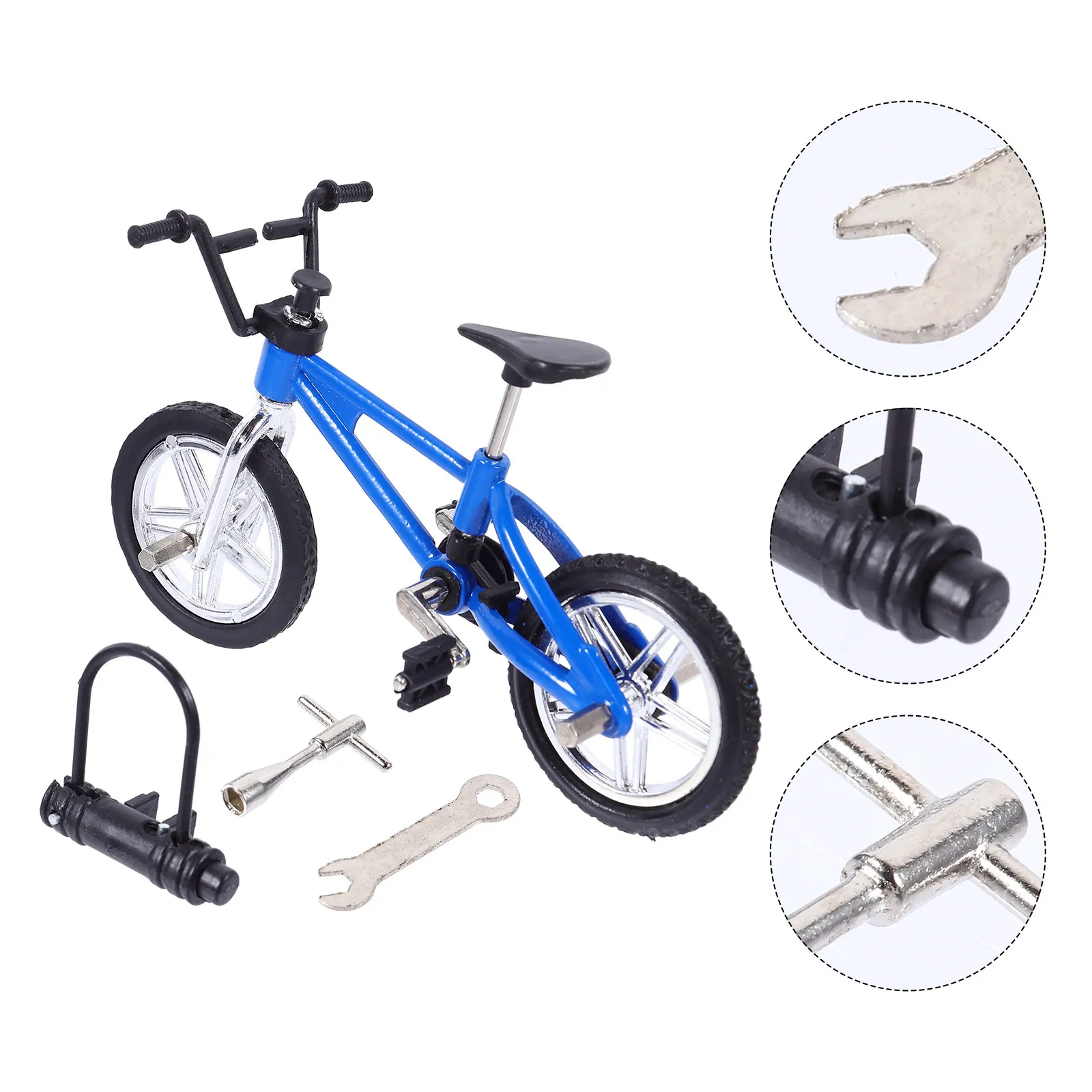 

Набор из 1 миниатюрного велосипеда-симулятора тонкой работы с подвижными колесами, педалями, рулем и подставкой, настольный велосипед для пальцев, из износостойкого сплава