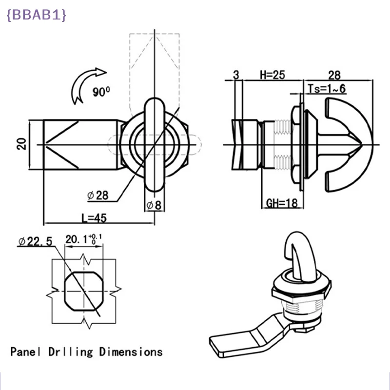 【AB1】Keyless Cabinet Cam Lock for Box Cupboard Locker Yacht Car Bathroom Window{H}