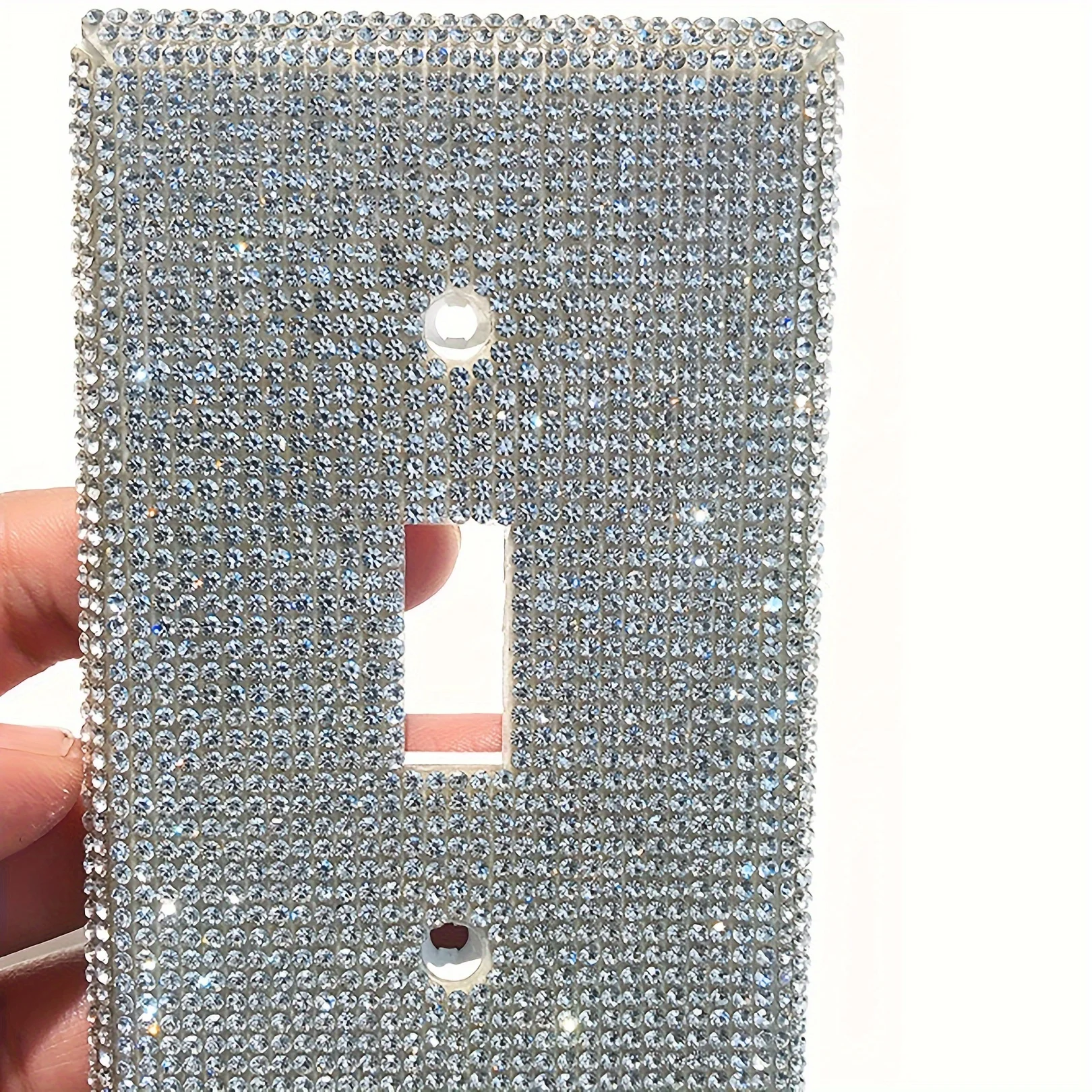 Panel de pared de cubierta de enchufe, cubierta de tablero de interruptor de diamantes de imitación de cristal brillante plateado, cubierta de interruptor intermitente, 1 pc