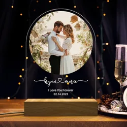 Custom Photo Wedding Acrylic Plaque LED Light Anniversary Gifts With LED Light Newly Engagement Frame Gift Personalized Photo