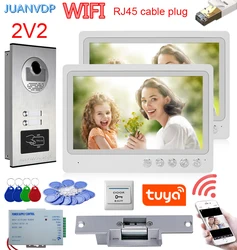 9” Wifi Video Intercom RJ45 Cable Plug Entry Phone for Home Security Door RFID Camera Doorbell Door Phone 2/3/4/6 Apartments