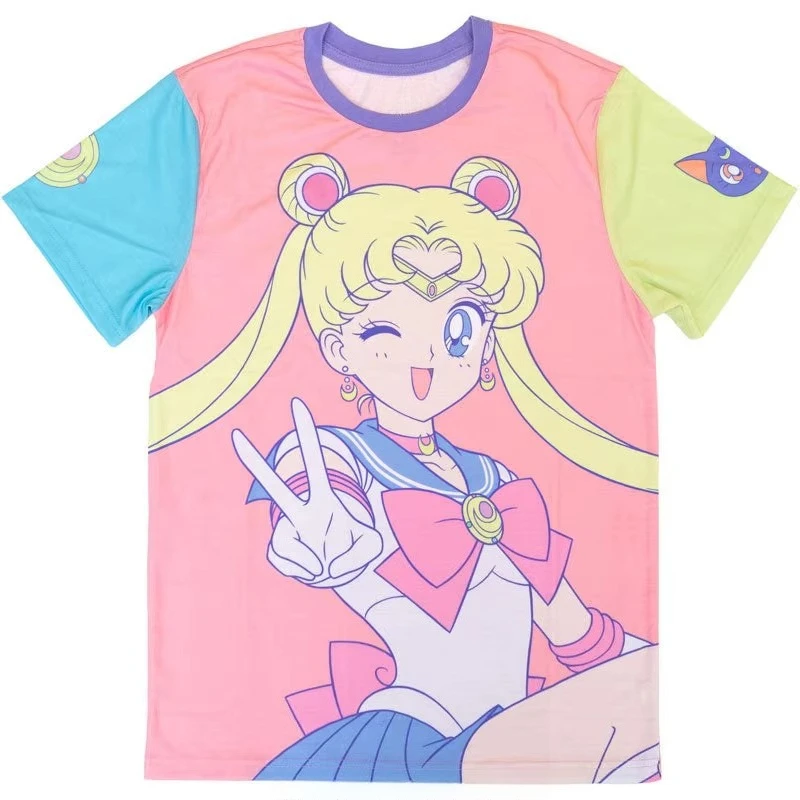 Nova Chegada 2026: Camiseta Personagem Sailor Moon para Crianças/Adultos – Ideal para Uso Diário e Competições, Moda Y2K
