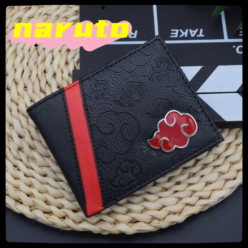 Naruto Sasuke Akatsuki organizacja czerwona chmura portfel z kreskówek pu portfel męski etui na karty okładka na paszport luksusowy prezent urodzinowy