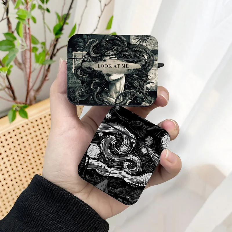 Abstract Art AirPods Case Black Wireless Bluetooth Earphone Case for Apple Airpods 1 2 3 Pro 2 Protective Case