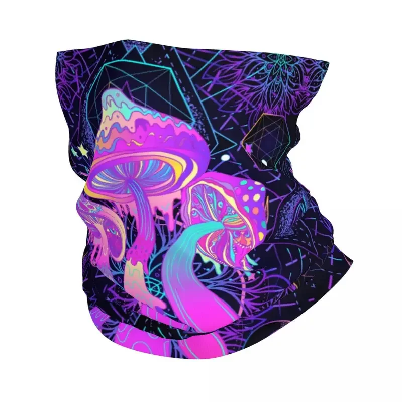 Magic Mushroom Trippy Psychedelic Neon Pastel Goth Bandana Neck Gaiter Windproof Face Scarf Cover Women Headband Tube Balaclava