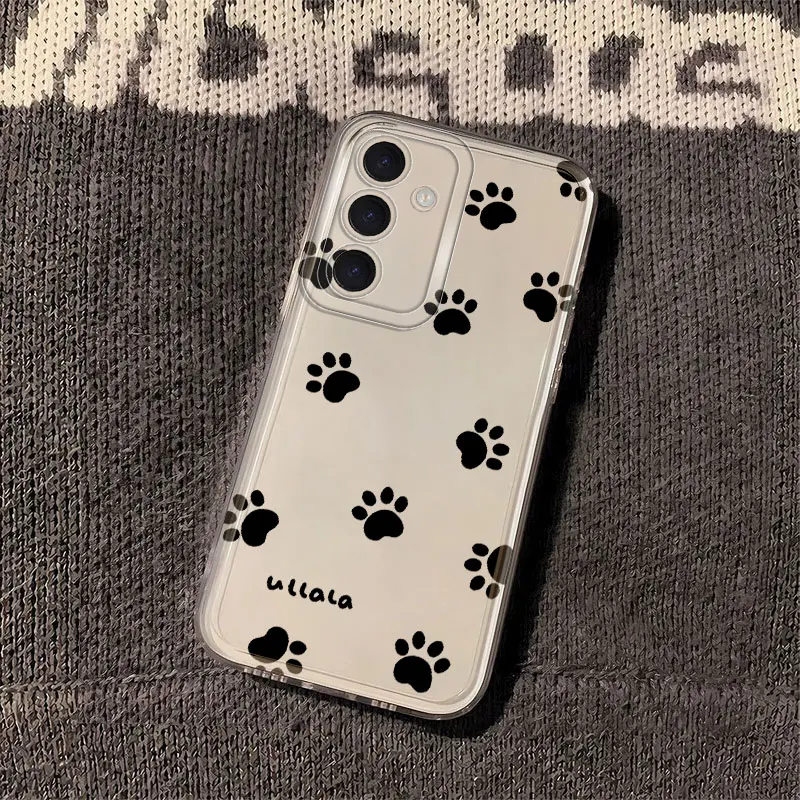 Cute Kitten Paw Prints Case for Samsung Galaxy S26 S23 Ultra S21 S20 Plus S22 FE S24 Note 20 Ultra 10 S25 Edge Phone Cover