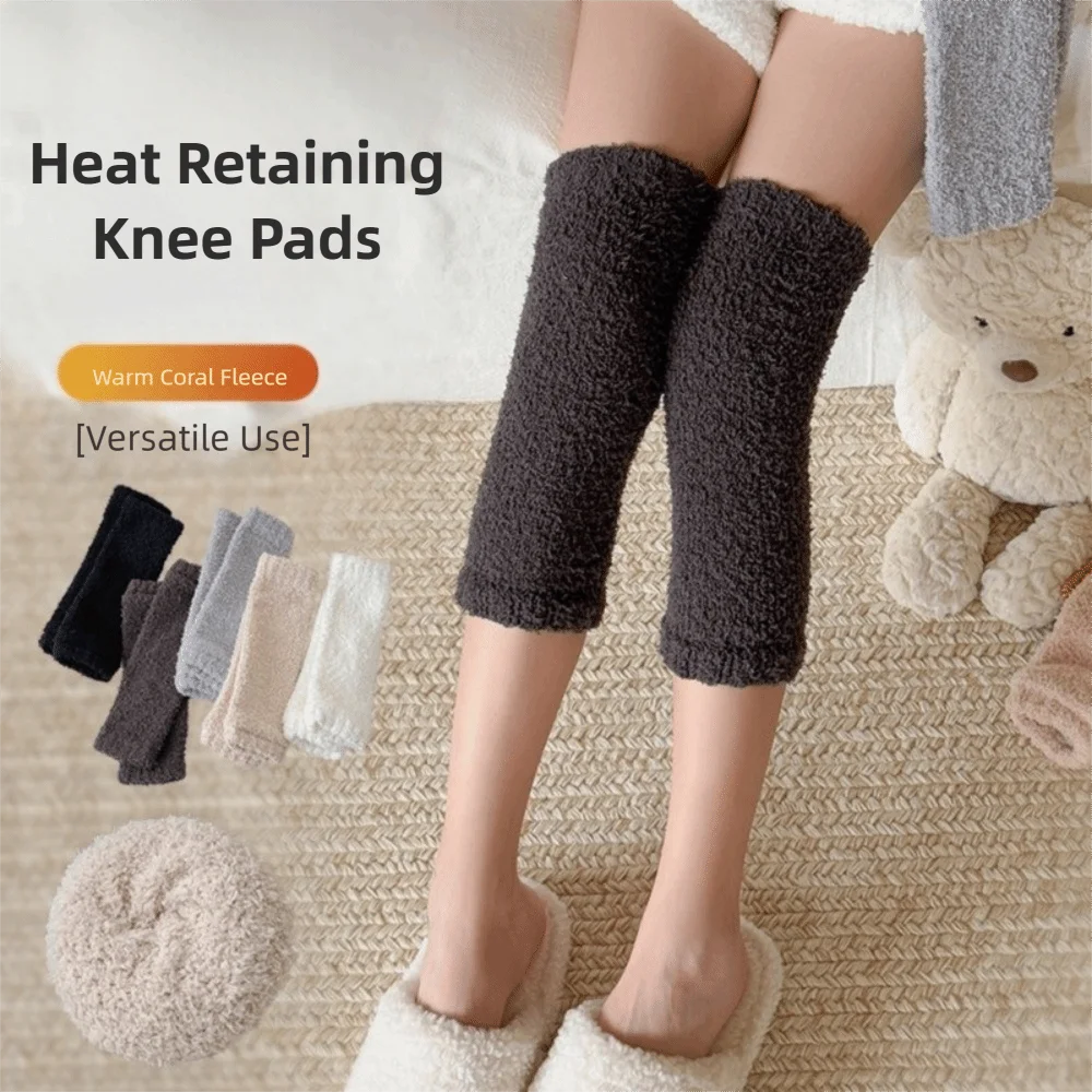 النساء الخريف الشتاء تدفئة الساق رشاقته طويلة الساق الأكمام دفئا المرجان الصوف الركبة حامي الجوارب #4