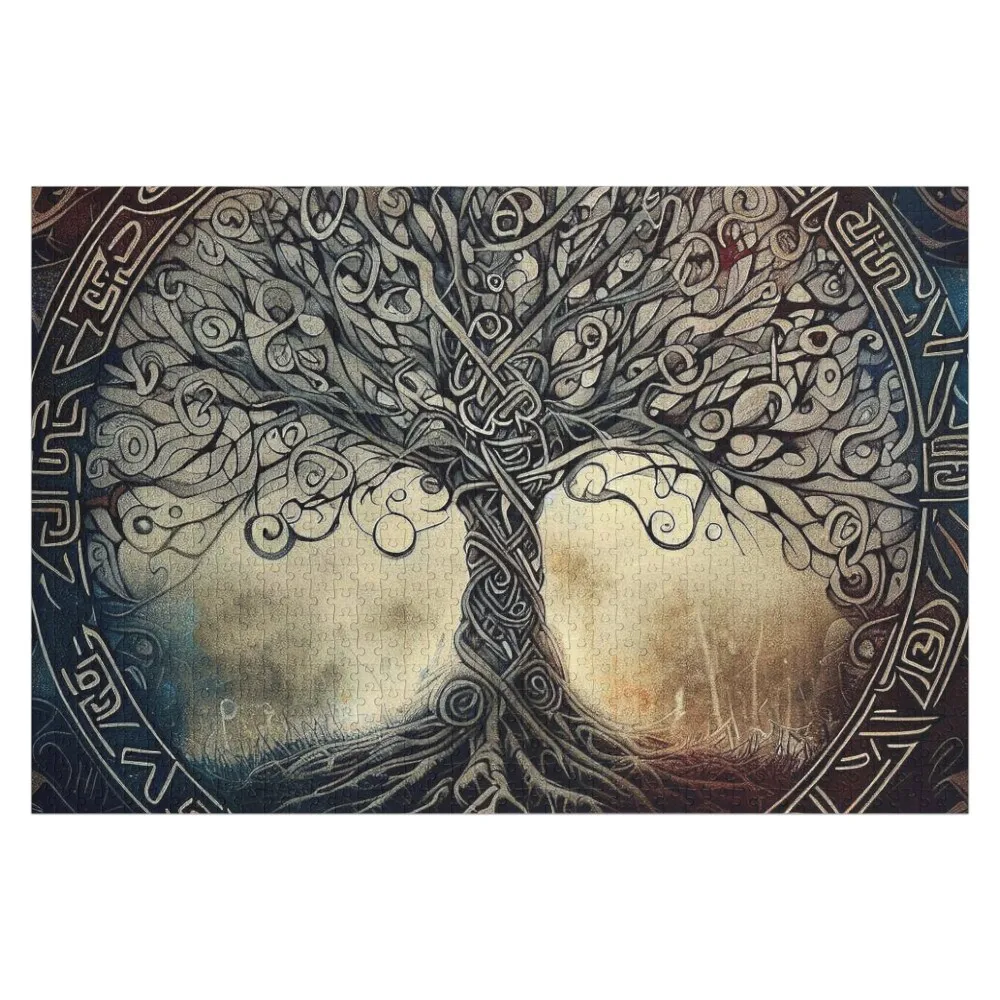 

Yggdrasil - дерево жизни с ругическим узором Пазл на заказ Детский деревянный пазл с именем
