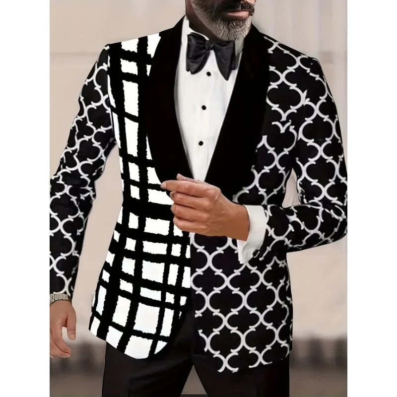 

Men's Color Block Stripe Design Lapel Suit Jacket Business Formal Suit Casual Coat Suit For Business Occasion Wedding Banquet