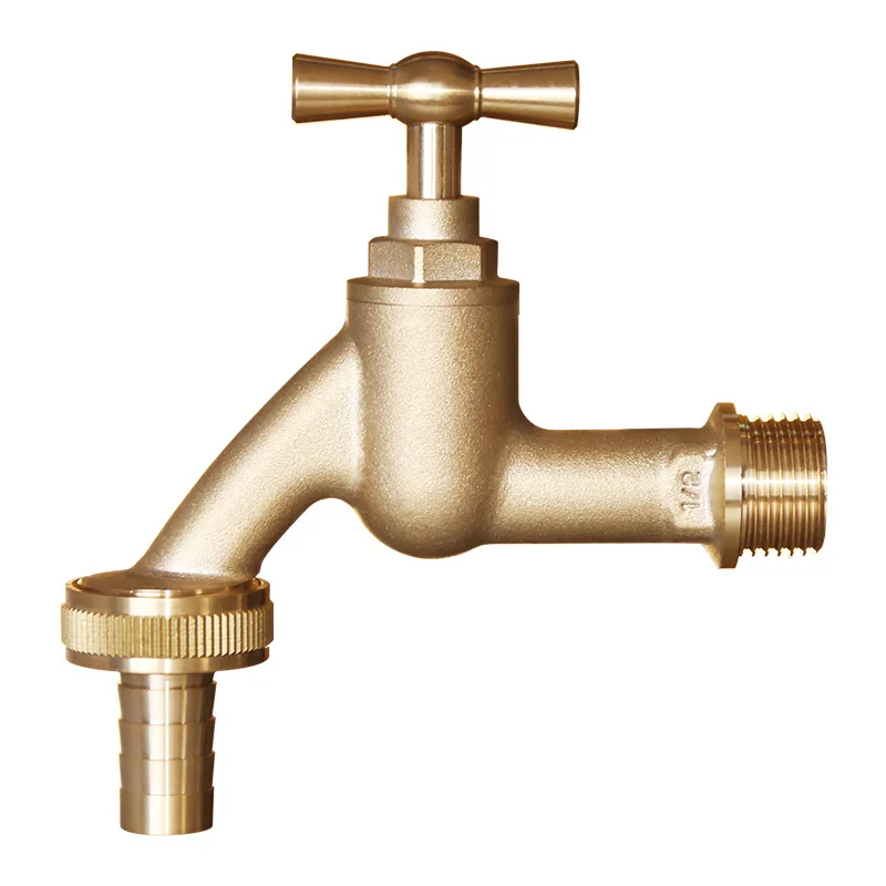 1PC Outdoor Brass Bibcock Silver/Gold Antifreeze Filter Tap Washing Machine Faucet Thread G1/2'