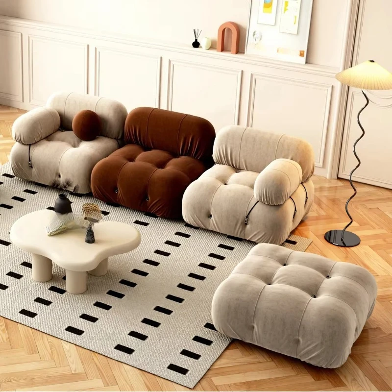 

Hotel apartment white L-shaped combination fabric set Nordic style modular modern upholstered