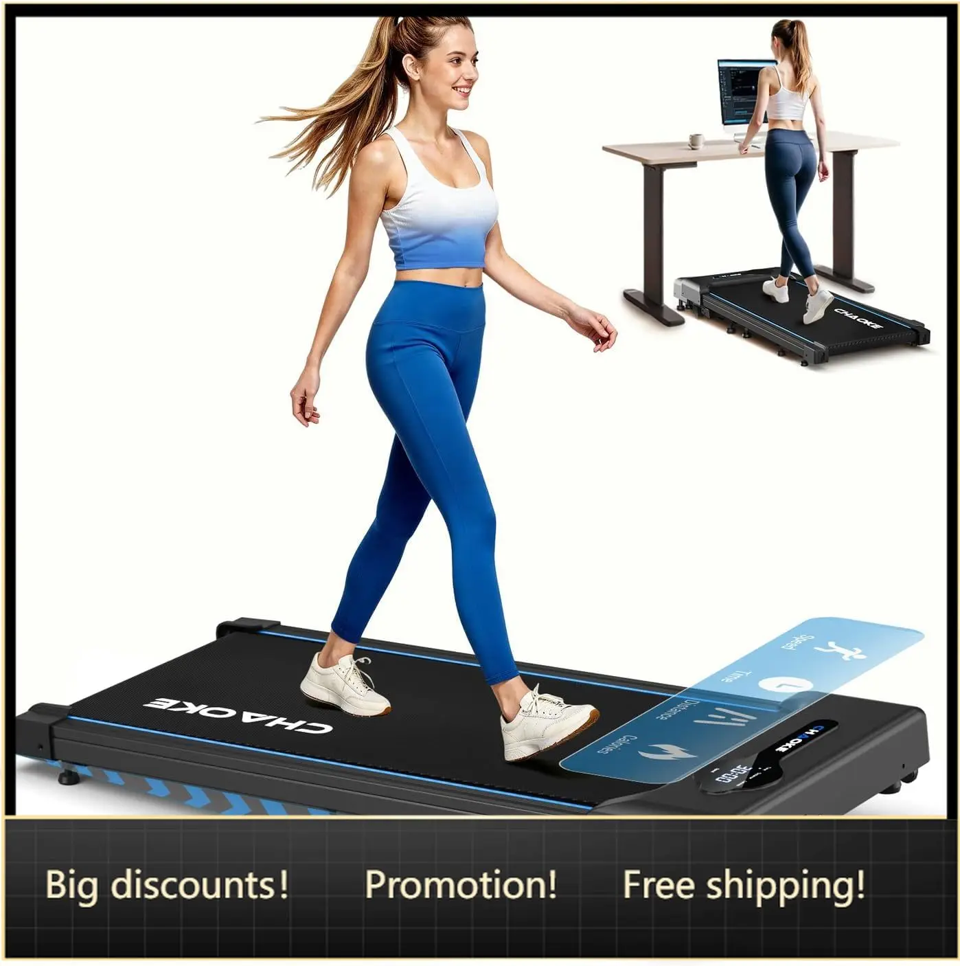 Walking Pad Treadmill for Home, 6.2MPH Under Desk Walking Pad with 9% Incline for Office Small Spaces, 2.75HP Quiet Running