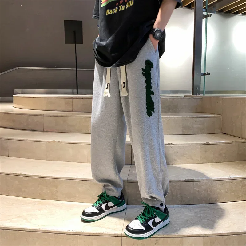 Pantalones Hombre Plus Size 5XL-M Summer Fashion Waffle Cargo Pants Men Clothing 2024 Towel Embroidery Loose Casual Sweatpants