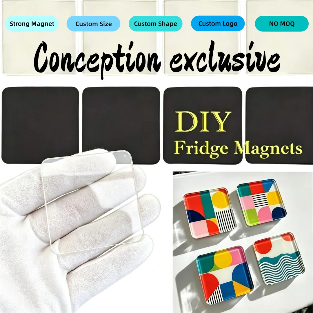 Custom Logo Acrylic Fridge Note Board High-definition Transparent Acrylic Fridge Magnet DIY Sticker Refrigerator Souvenir UV