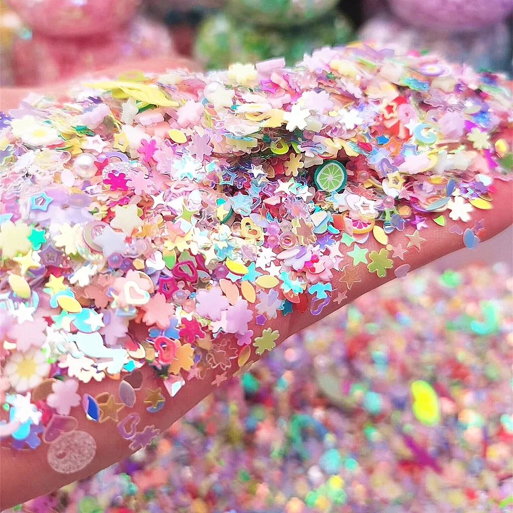 Luminous Nail Glitter Sequin Polymer Clay Mixed Flower Gillter Sequin Fluorescent Flake Glow In The Nail Art Manicure Decor