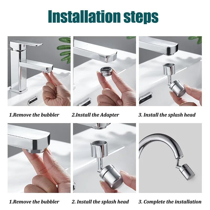 stainless steel 720°Rotation Faucet extender Universal Splash-proof Saving Faucet Sprayer Head Bathroom kitchen Extender Adapter