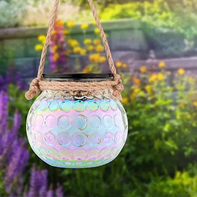 Solar LED Glass Jar Lamp - Outdoor Courtyard Crack Decoration & Ambient Atmosphere Lighting
