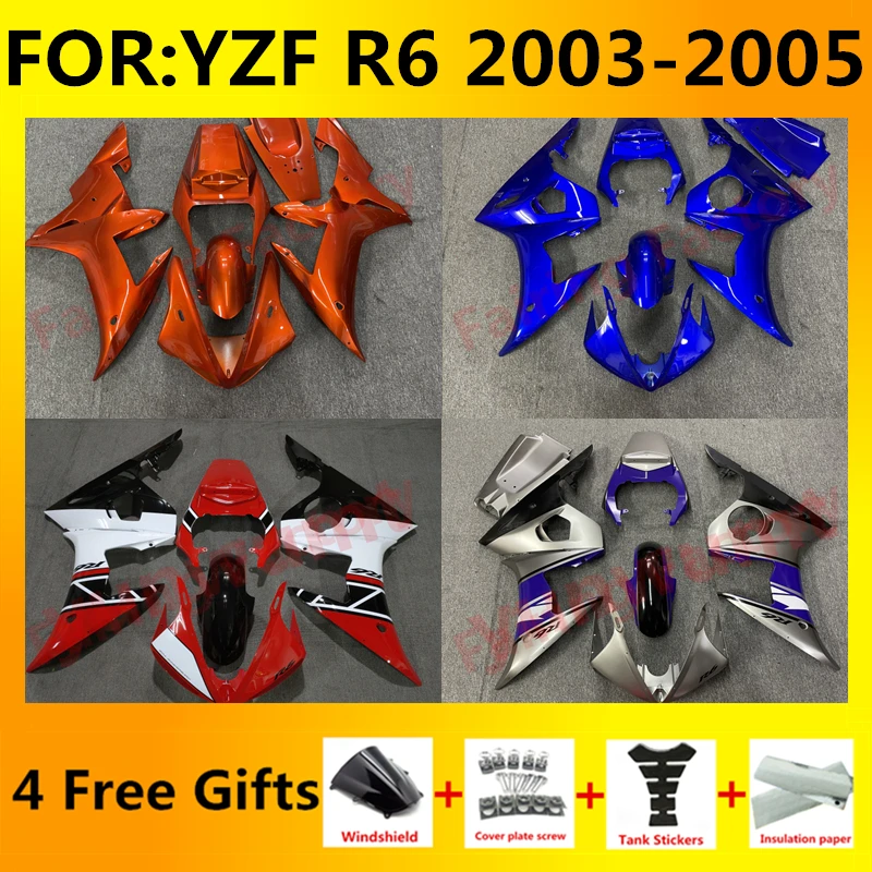 Motorcycle full Fairing kit fit for yamaha YZF R6 03 04 YZF-R6 2003 2004 model bodywork body ABS Plastics fairings kits zxmt