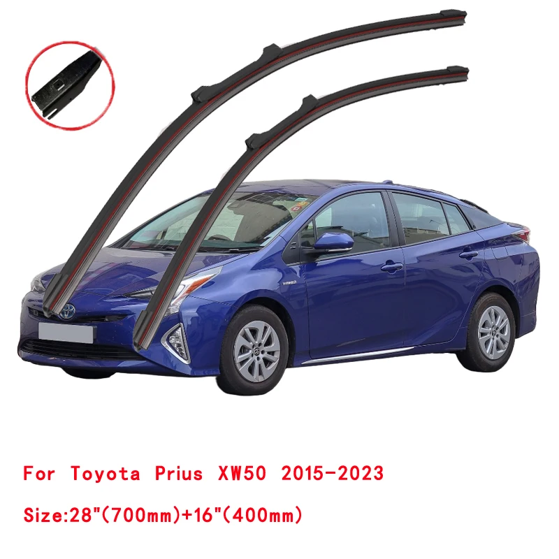 لتويوتا بريوس برايم PHV XW50 W52 هاتشباك 2015 2016 2017 2018 2019 2020 2021 2022 شفرات ممسحة زجاج السيارة الأمامي المطاطية المزدوجة #2
