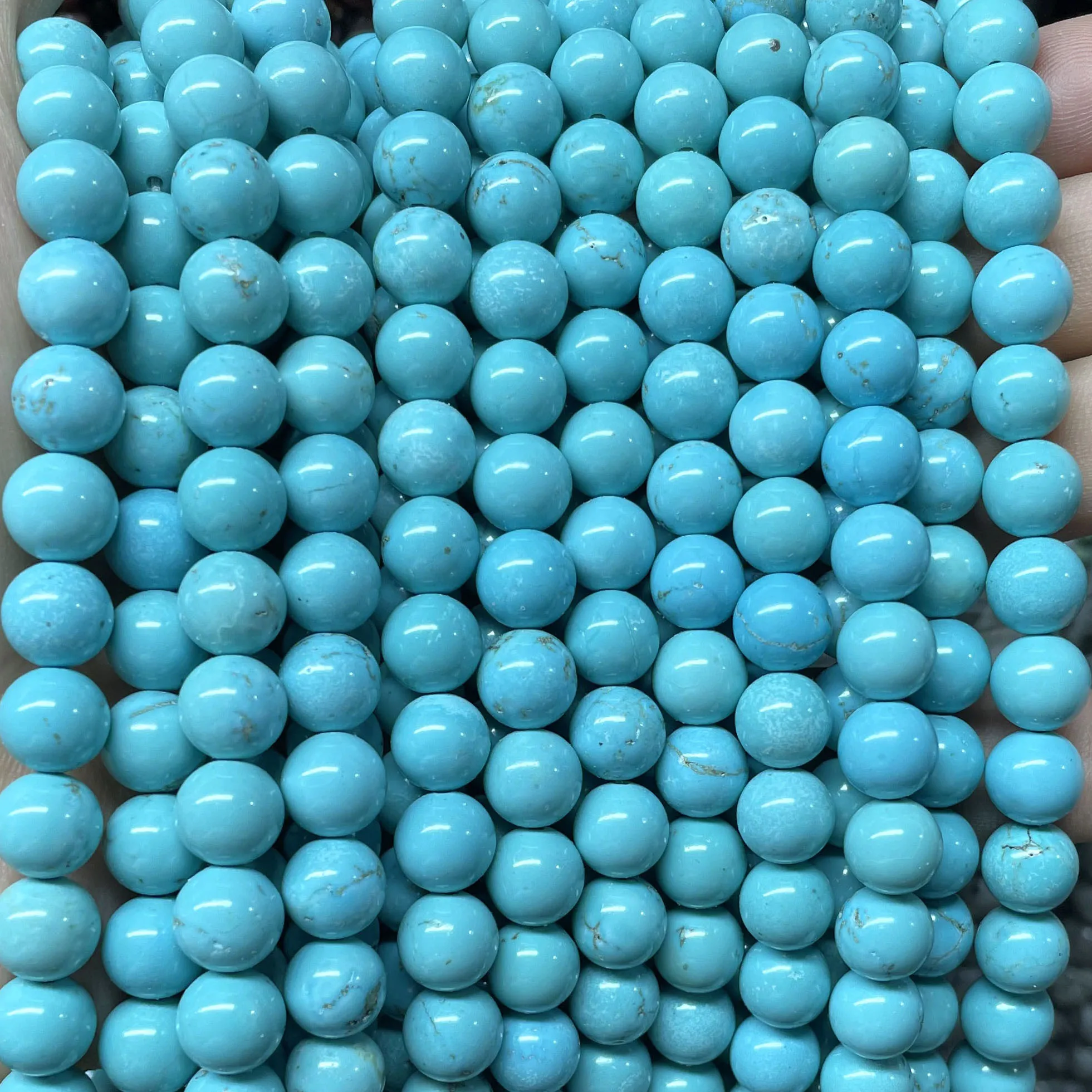 Natural Blue Turquoise Round Stone Loose Spacer Beads For Making Jewelry DIY Bracelet Necklace Accessories  ﻿2 3 4 6 8 10 12 MM