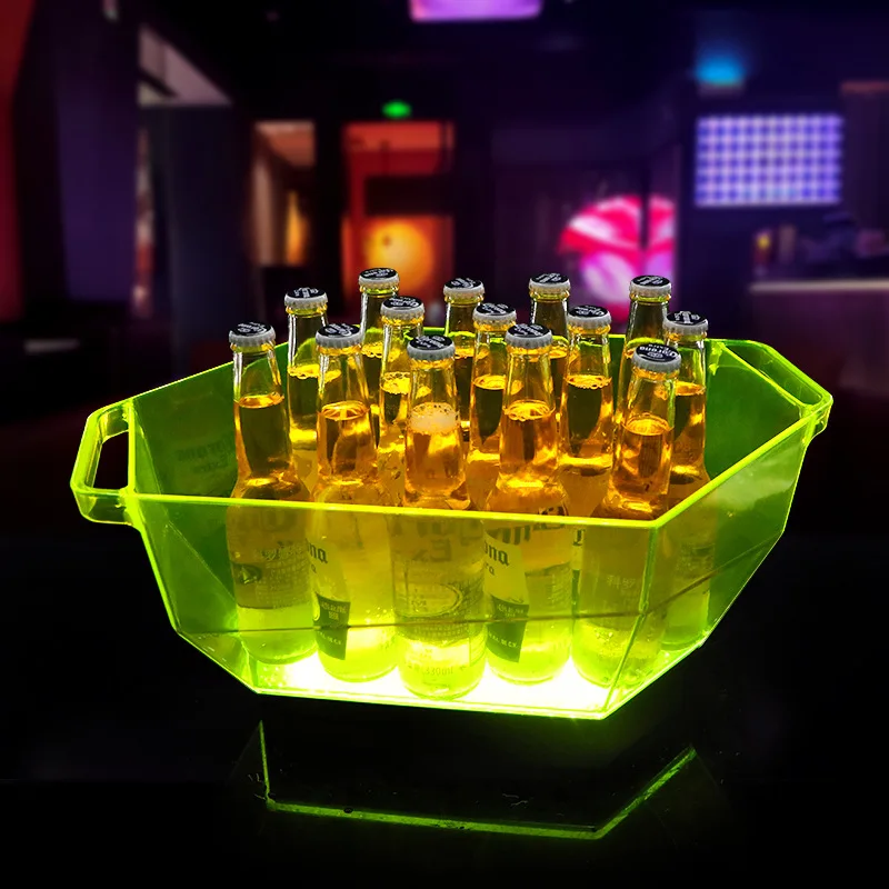 

Ведро для льда для бара, пива, светодиодное светящееся пластиковое большое вино, светящееся шампанское KTV специальной формы