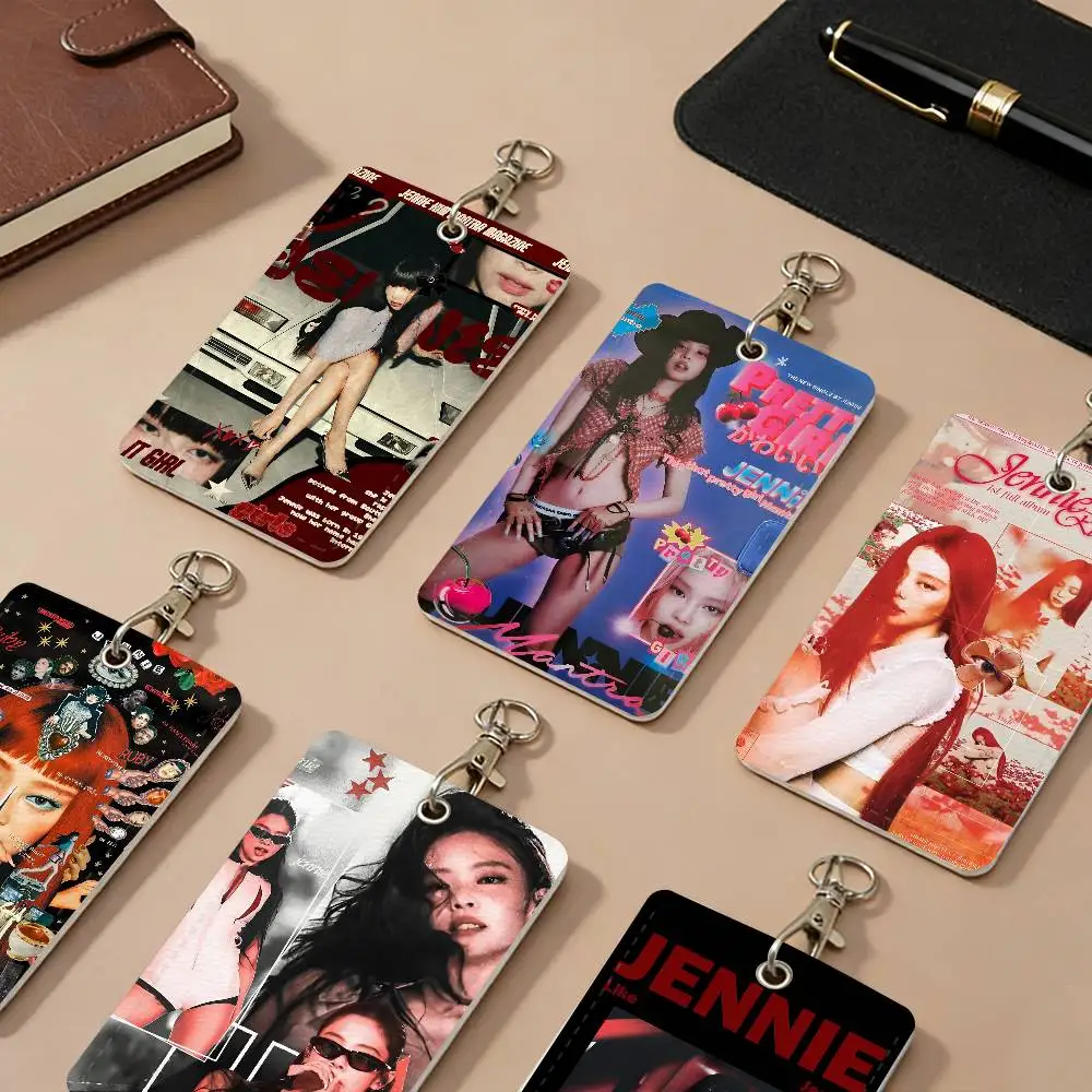 

Кожаные картхолдеры Singer J-JiMin из ПУ-кожи с защитой от потери, чехлы для студенческих удостоверений, карт доступа в кампус, брелок для ключей